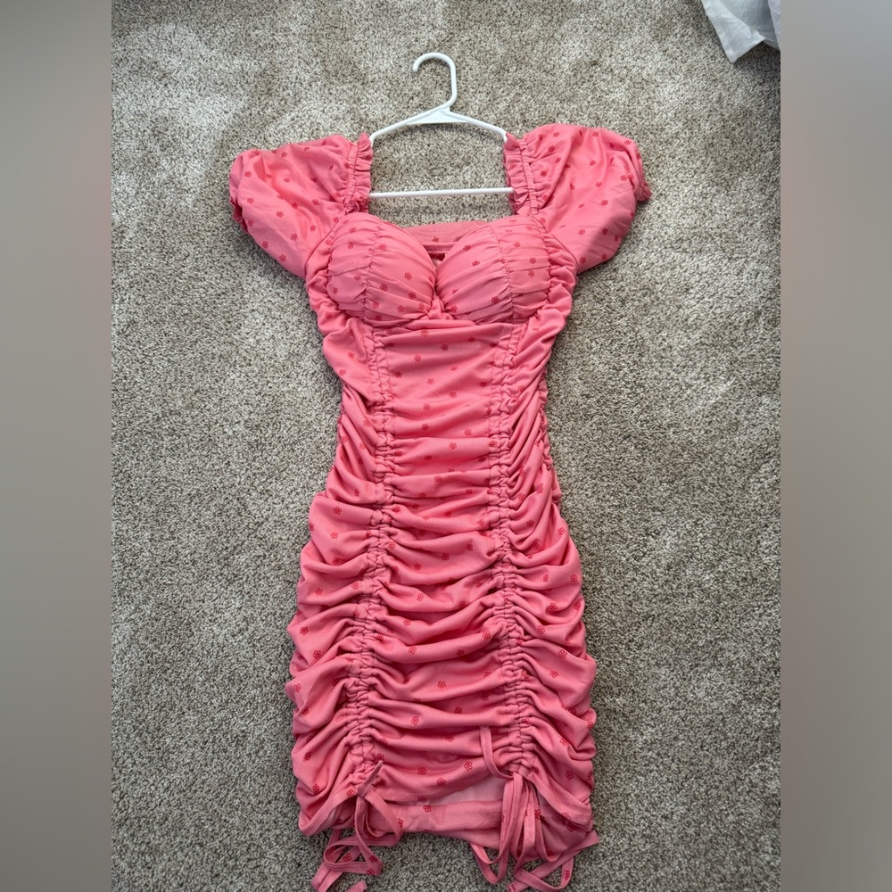 Pink flower mini dress